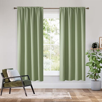 RYB HOME Bedroom Blackout Curtains 54 inches Long, 100% Blackout | Thermal Insulated, Noise Reducing, Curtains for Living Room Nursury, For Sleep, W42 x L54, Biscotti Beige by RYBHOME