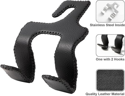 AMVOYOA 【2021 Upgraded】 Car Purse Hook, 2 in 1 Car Seat Headrest Hooks Durable Hanger Storage Holder Leather Organizer for Hanging Grocery Bags, 2 Pack, Gray - Image 6