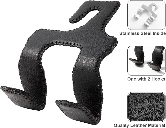 AMVOYOA 【2021 Upgraded】 Car Purse Hook, 2 in 1 Car Seat Headrest Hooks Durable Hanger Storage Holder Leather Organizer for Hanging Grocery Bags, 2 Pack, Beige - Image 6