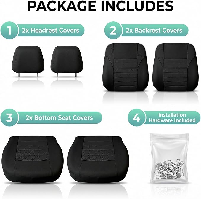 FH Group Automotive Car Seat Covers Front Set Premium 3D Air Mesh Front Seat Covers, Airbag Compatible Universal Fit Interior Accessories for Cars Trucks and SUVs - Black - Image 6