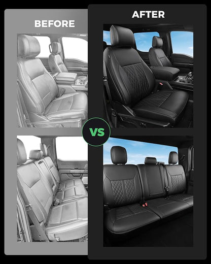 RIDEPOSH for Ford F150 Leather Seat Covers, SuperCrew Lariat 2021-2026 | Fits F250 F350 Super Duty Crew Cab Lariat 2023-2026, Custom Fit, Bucket Seat, Stain Resistant, Airbag Compatible - Image 7