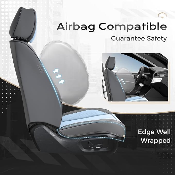 Coverado Car Seat Covers, Seat Covers for Cars, Waterproof Leather Auto Seat Protectors, Leather Car Seat Cushion, Car Interiors Accessories Universal Fit for Most Cars - Image 3