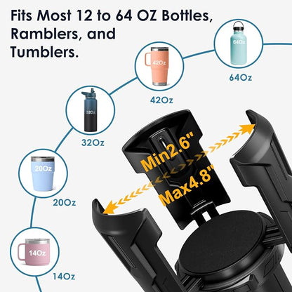 Car Cup Holder Expander: One-Button Open, Universal, Adjustable Holder(Diameter 2.6"- 4.8"), Cup Holder Expander for Yeti, Hydro Flask, Nalgene, Takeya, Camelbak, Ramblers, Owala, Tumblers, Mugs - Image 3