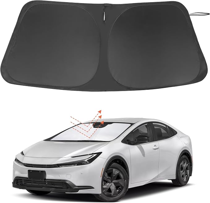 Windshield Sun Shade for 2023-2026 Toyota Prius Accessories | Full covered for windshield, Foldable & Durable, Block UV Rays, Reduce Heat, Easy to install, Keep Car Cooler by LHFLIVE