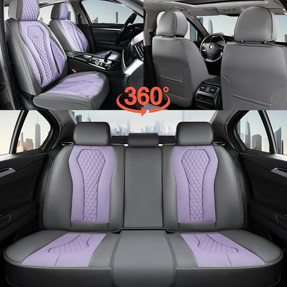 Coverado Leather Seat Covers 2 Seats, Car Seat Covers Front Seats, Purple Car Seat Cover 2 Pack, Front Car Seat Covers, Car Seat Cushion, Auto Seat Covers Driver Seat Protector Universal Fit Most Cars - Image 6