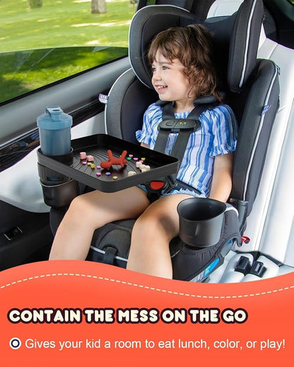 SEVEN SPARTA Car Seat Tray for Kids Fit 2.8"-3.2"Cup Holders for Snack, Toy | 360° Rotatable and Removable Cup Holder Snack Tray for Food Color and Play for Family Road Trip Essentials, 2, Standard Base - Image 2
