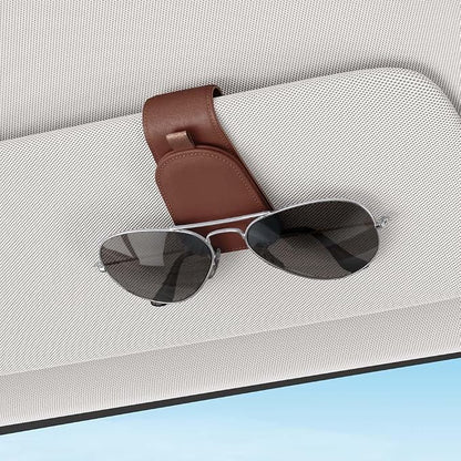 Sotfamily Magnetic Sunglass Holder for Car Visor, 2 Packs, Faux Leather | Strong Magnetism, for Most Car Visors, No Marks on Visor, Gift-Ready Packaging, Sunglass Organizer, Car Accessories for Men - Image 2