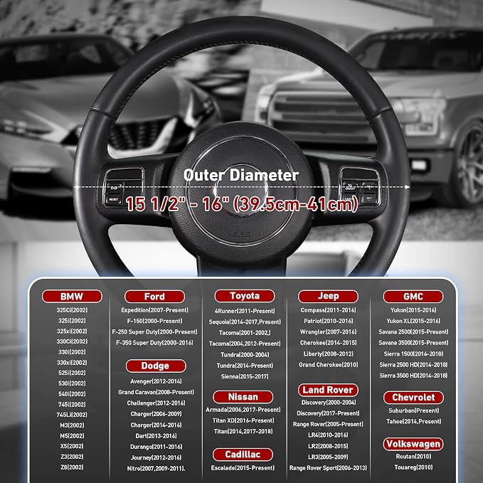 SEG Direct Steering Wheel Cover 15.5"-16" Heavy-Duty, Black Carbon Fiber | Large Size for F150 F250 F350 Ram 4Runner Tacoma Tundra Range Rover, Microfiber Leather Non-Slip, Auto Interior Accessories - Image 3