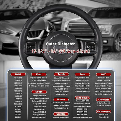 SEG Direct Breathable Car Steering Wheel Cover Large Size 15.5-16 inch | Fits F150 Tundra Range Rover Car Truck SUV, Black Microfiber Leather, Non-Slip Comfortable Grip, Auto Interior Accessories - Image 4