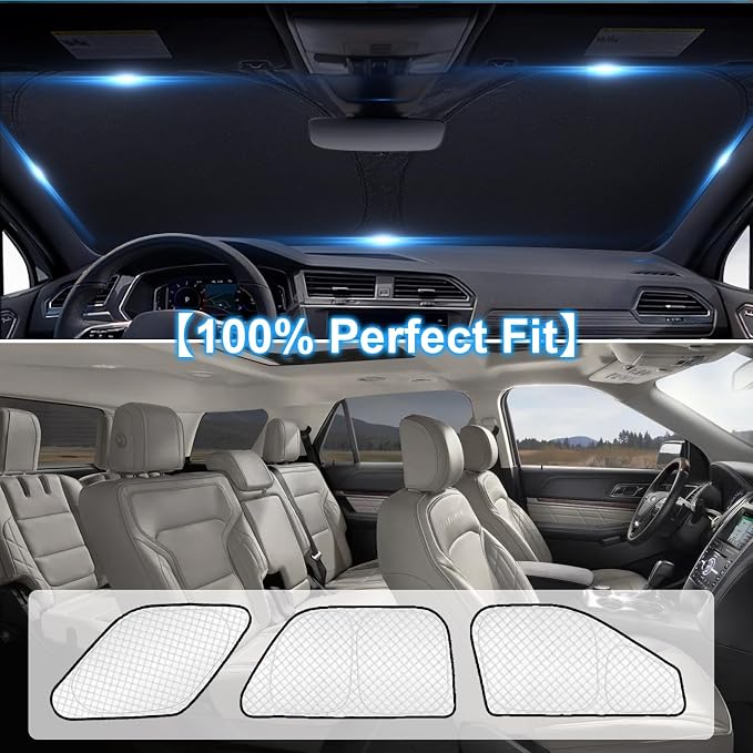 KMF 8pcs Thicken Sun Shades for Ford Explorer 2011-2019 Accessories,Windshield Sunshade Full Car Window Covers for Side Rear, Sun Visor UV Block and Blackout Privacy for Camping Outdoor - Image 5