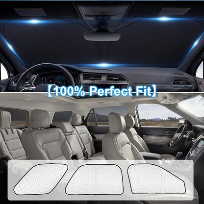 KMF 8pcs Thicken Sun Shades for Ford Explorer 2011-2019 Accessories,Windshield Sunshade Full Car Window Covers for Side Rear, Sun Visor UV Block and Blackout Privacy for Camping Outdoor - Image 5