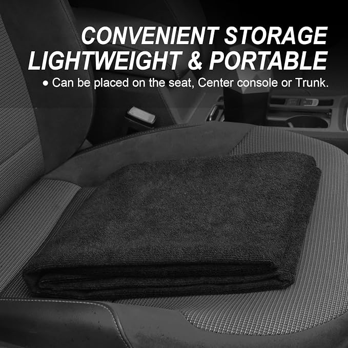 Sweat Towel Car Seat Cover Protector Front Seats for Gym Workout, Running, Swimming, Beach and Hiking, Waterproof Universal Seat Cover for Car, Trucks, Van & SUV (1, Pure Black, Rear Seat) - Image 6