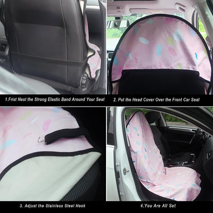 Car Seat Cover Protector Front Seats,for Gym Workout,Running,Swimming,Beach and Hiking,Waterproof Sweat Towel Bucket Seat Covers for Cars SUV Trucks (Pink Marbling, 1Pcs) - Image 4