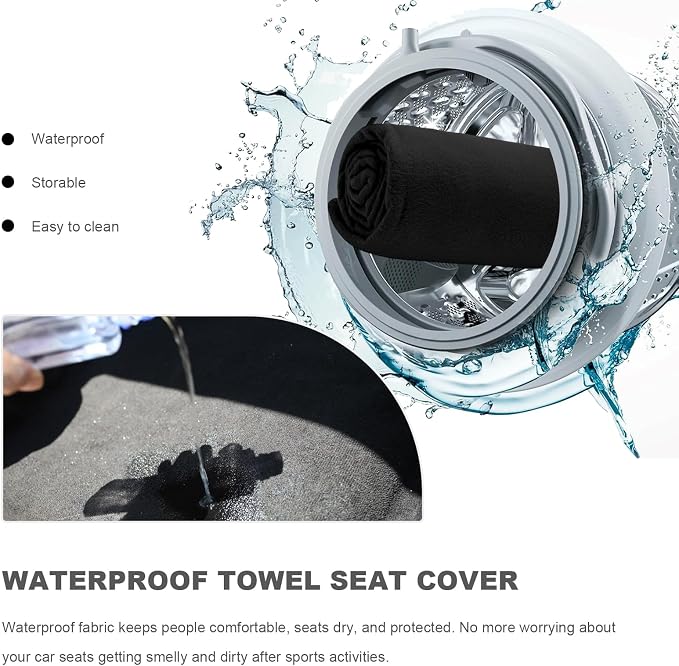 Car Towel Seat Cover, Waterproof Non-Slip Bucket Seat Protector for Running Swimming Hiking, Universal Machine Washable Front Seats Towel Protective Cover for Car SUV Truck (Pink) - Image 5