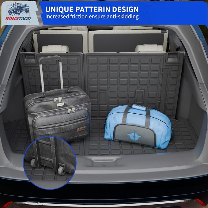 Rongtaod Floor Mats Set for 2024 2025 2026 Toyota Grand Highlander | Trunk Mat with Backrest Mat Waterproof Cargo Mat Cargo Liner TPE All Weather Back Seat Protector Grand Highlander Accessories - Image 8
