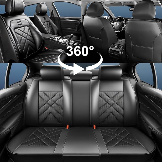 Soul Car Seat Covers Custom Fit for Kia Soul 2010-2025 2026, Premium Full Coverage Leather Automotive Seat Protectors, All Seasons Waterproof Breathable, Airbag Compatible (Full Set, Black - Image 7