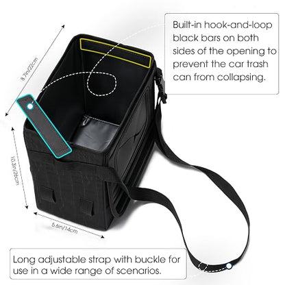 Ryhpez Hanging Car Trash Can with Tissue Holder Detachable, Leakproof | Car Garbage Can with Removable Car Napkin Holder, Car Trash Bin with Lid for Headrest, Console, Truck, SUV, Crocodile Pattern - Image 6