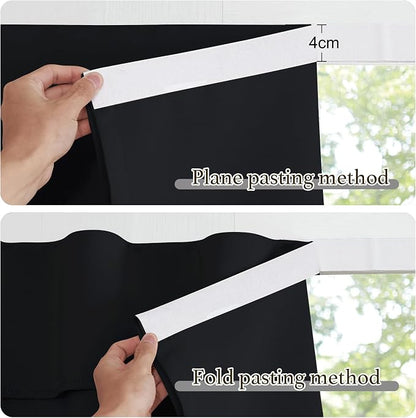 NICETOWN Black Kitchen Curtains 48 Inches Long for Small Window | Thermal Insulated Solid Self Sticky Adjustable Curtain Panels for Cupboard Loft Cafe Dining Room, 52" x 48", 1 Panel - Image 6