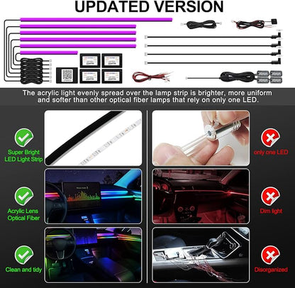Acrylic Interior Car LED Strip Light with Wireless APP, RGB 14 in 1 with 175 inches 593 LEDs Fiber Optic Ambient Lighting Kits, 16 Million Colors Sound Active Function Car Neon Lights - Image 5