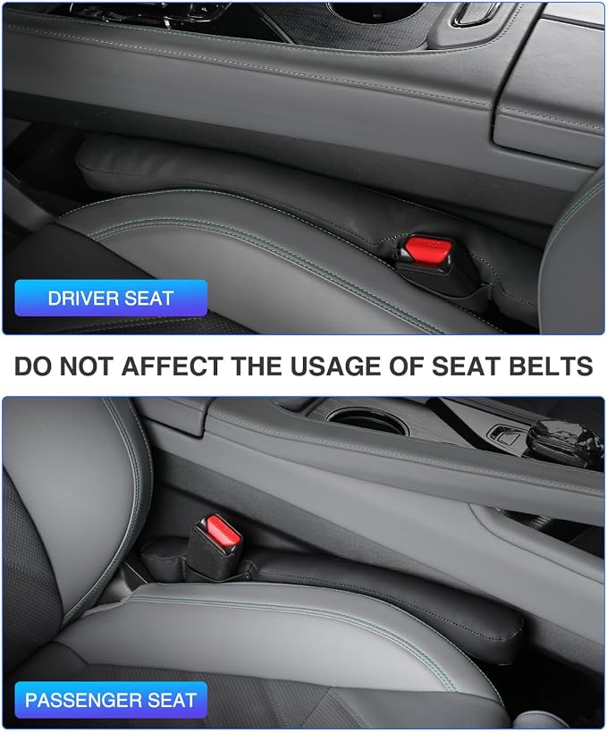 Leather Car Seat Gap Filler Universal for Car Truck SUV to Block The Gap Between Seat and Console Stop Things from Dropping 2 Sets Black - Image 7