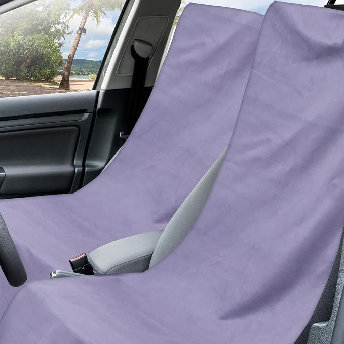 Hahafelt 2 Pack Car Seat Towel Cover with Storage Bag, Gray | 63 x 32 in Car Towel Seat Cover Non Slip Waterproof, Gym Workout Swimming Running, Machine Washable Sweat Absorbent Protector - Image 2