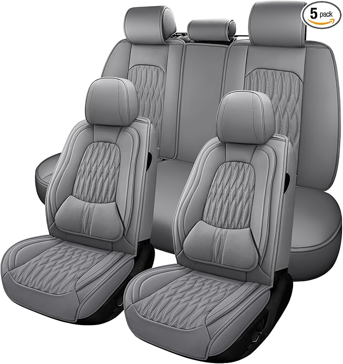 WELLDO Car Seat Covers, 5 Seats, Gray, w02 | Waterproof, Scratch-Resistant, Breathable & Easy to Clean, Universal Fit for SUV Sedan Truck, Full Set by WELLDO