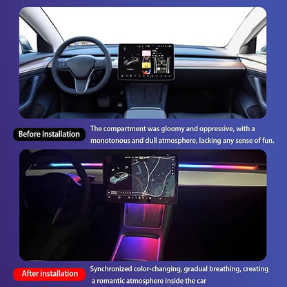 LED Car Ambient Lighting Strip for Tesla High Brightness with APP Control Multiple Colors and Car LED Strip Lighting Neon Lights for Model 3/Y (Dashboard) - Image 4