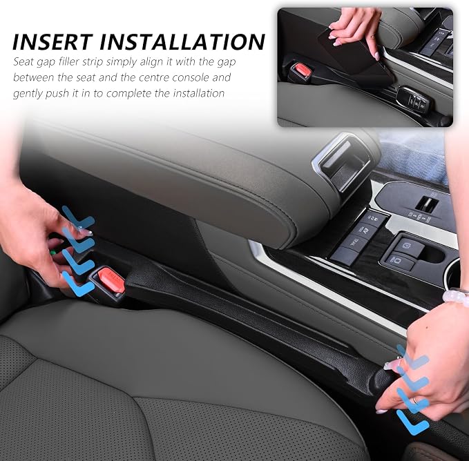 3 in 1 Car Seat Gap Filler Organizer,2PCS Multifunctional Car Seat Gap Plug with Storage Slot & Hook Function,Anti-Drop Cars Gaps Seats Filler Cars Clutter Catcher for SUVs Trucks (Black) - Image 4