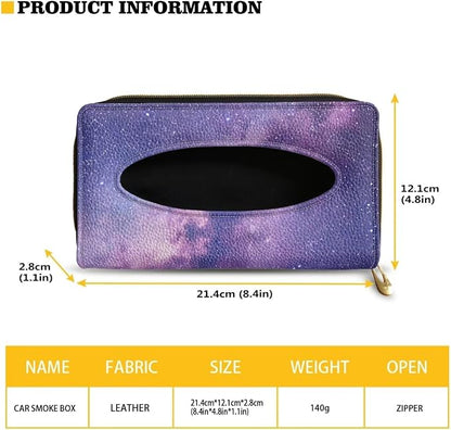 Biyejit Car Visor Tissue Holder, Purple Galaxy Print Car Mask Holder, Car Sun Visor Napkin Holder Backseat Tissue Case，Pu Leather Tissues Box, 1 Pack - Image 6