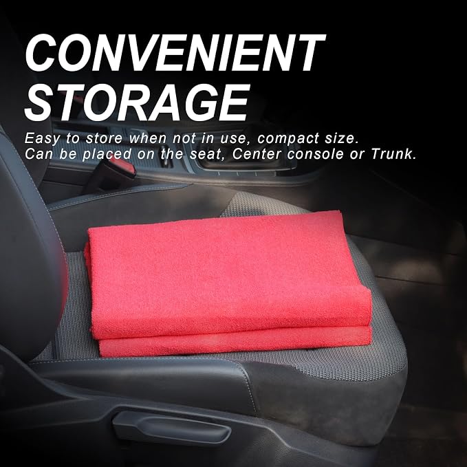 Sweat Towel Car Seat Cover Protector Front Seats for Gym Workout, Running, Swimming, Beach and Hiking, Waterproof Universal Seat Cover for Car, Trucks, Van & SUV (1, Pure Red, Front) - Image 5