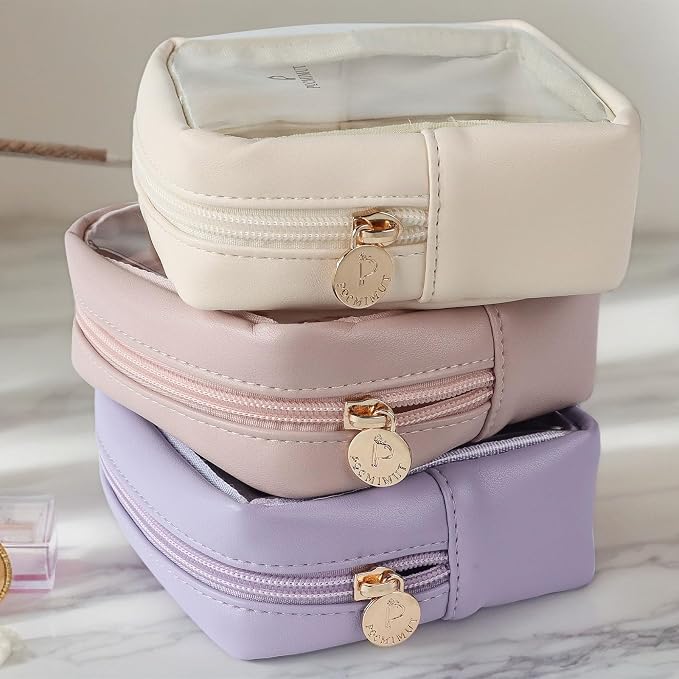 Clear Makeup Bag, Easy to Find Mini Makeup Bag for Purse, Travel Makeup Bag for Car, Compact Cosmetic Pouch for Daily Essentials,Purple - Image 5