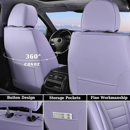 Coverado Car Seat Covers Front, Seat Covers for Cars, Waterproof 2-Pack Car Seat Cushions, Leather Carseat Seat Protectors, Universal Seat Covers Fit for Most Sedans SUV Pick-up Trucks(Purple) - Image 2