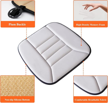 kingphenix Memory Foam Car Seat Cushion for Driver and Office Chair Comfort | 1.2-Inch-Thick Memory Foam Seat Pad, Soft, Breathable Fabric, Non-Slip Silicone Bottom for Long Drives and Office Use, Gray - Image 4