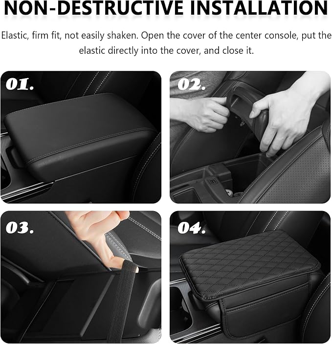 Stacool Upgraded Car Center Console Cover,Microfiber Leather Car Armrest Cover Cushion with 2 Storage Bags,Universal Car Armrest Storage Box (Beige) - Image 5