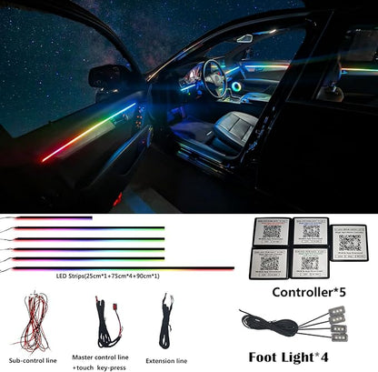 Dreamcolor Acrylic Interior Car LED Strip Light, RGB 10 in 1 Fiber Optic Ambient Lighting Kits, 16 Million Colors Sound Active Function Car Neon Lights with Wireless APP - Image 2