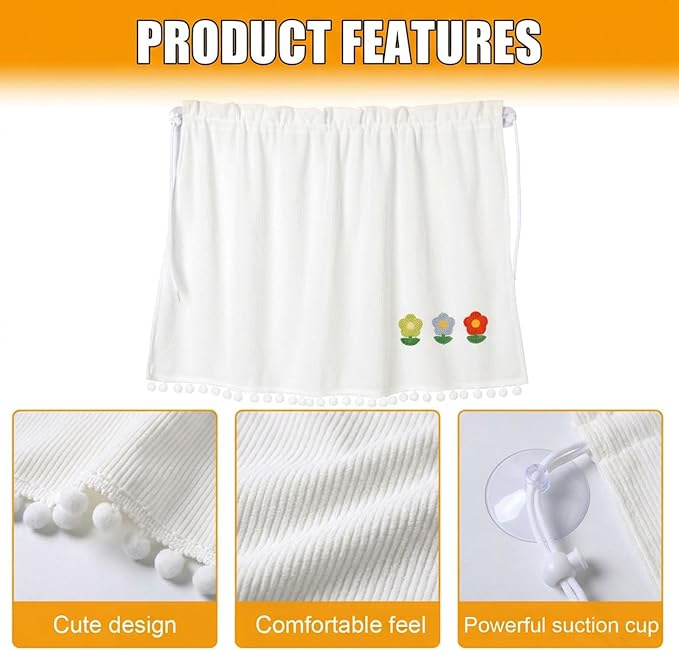 Car Side Window Sun Shade Privacy Curtain for Baby, Three Flowers | Blackout UV Protection Car Window Shades with Suction Cup for Back Seat - Cute Auto Camping Windows Screen Shades - Image 3