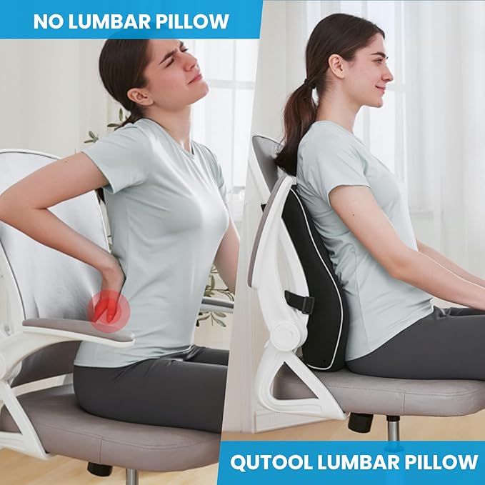 Lumbar Support Pillow for Office Chair,Mothers Day Gifts for Mom, Back Support Pillow for Car, Office Supplies, Chair Cushions, Back Pain Relief Improve Posture, Mesh Cover Double Adjustable Straps - Image 3