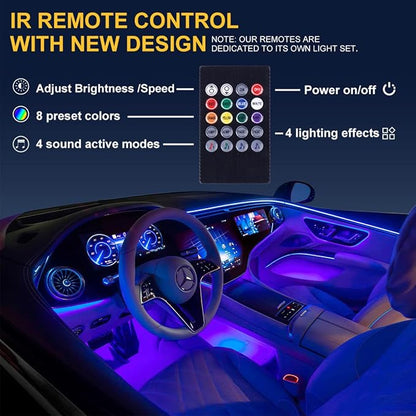 4PCS Car Interior LED Lights, 48LED RGB 12V Under Dash Lighting Kit | Remote Control, Multicolor Music Sync and Sound Active Neon Accent Light Strips for Car Interior - Image 5