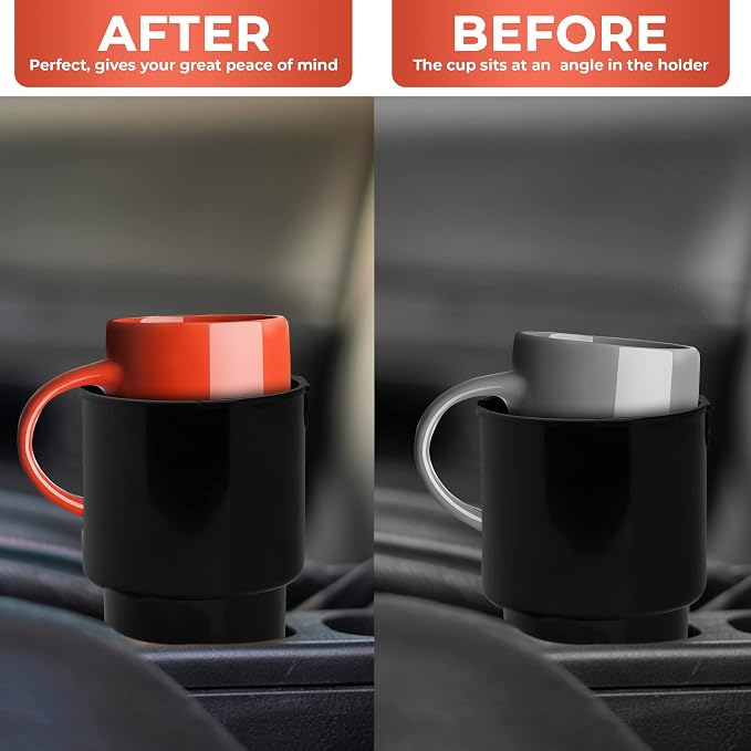 Car Cup Holder Expander - Fits Hydro Flasks 32/40 oz, Nalgene, Yeti & Large Bottles up to 3.8 inches Wide - for Car up to 3.2 Inches Wide - Black - Image 6
