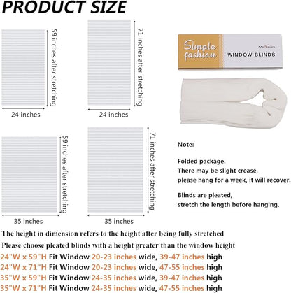 Window Blinds Cordless No Drill Cut to Size Clip On Stick On Self Adhesive Temporary Blinds Pleated Paper Blinds for Windows Doors Shades for Home Nursery Bedroom Kitchen Bathroom | Non-Woven, Light Filtering, Easy Install, Self Adhesive, Pleated Windo... - Image 2