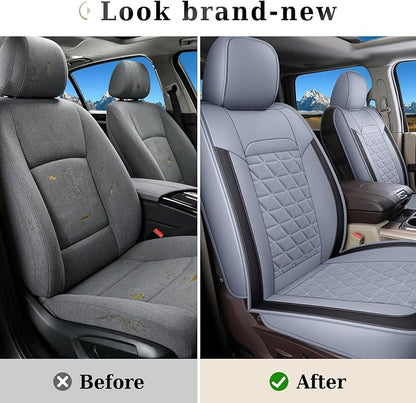 Coverado Car Seat Covers Full Set, Waterproof RAM 1500 Seat Cover Compatible with 2002-2026 RAM 1500 2500 3500 Crew Double Mega Quad Cab with Flat Bench, Gray - Image 8