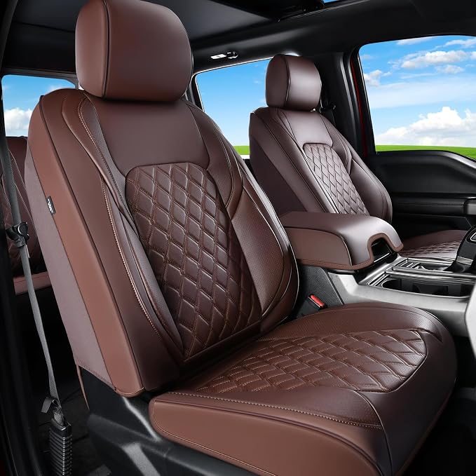 Huidasource Front Seat Covers Fit for Toyota Tacoma 2016-2023 SR SR5 Limited TRD Sport/Pro/Off Road All Cab Front Row, 360° Full-wrap Leather Automotive Car Seat Cushion Cover (Front Pair/Coffee) by Huidasource