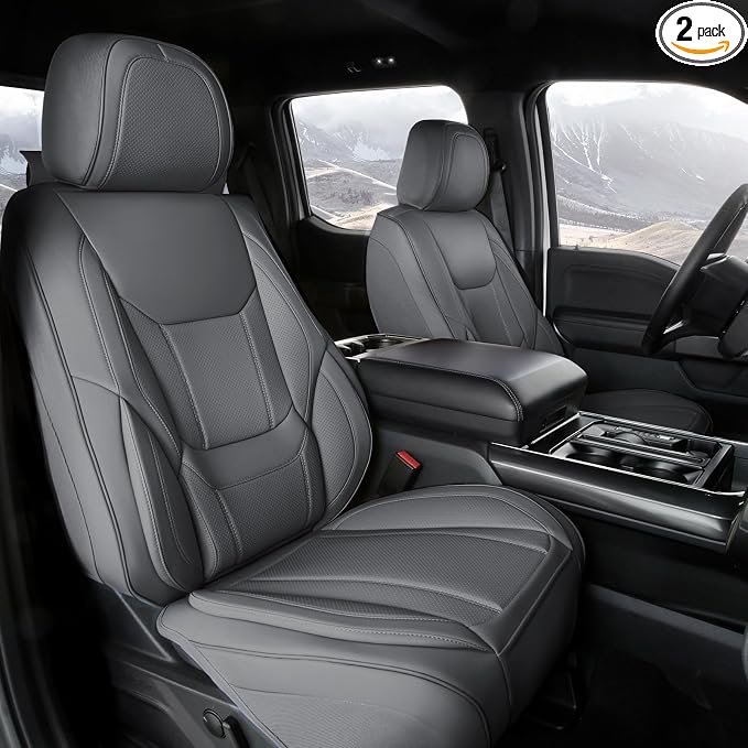 Coverland Custom SUV Car Seat Covers for 2020-2025 Subaru Outback | Premium Waterproof Faux Leather Non-Slip Memory Foam Airbag Compatible Custom Fit Interior Protector [Front Seat-Dark Gray] by Coverland