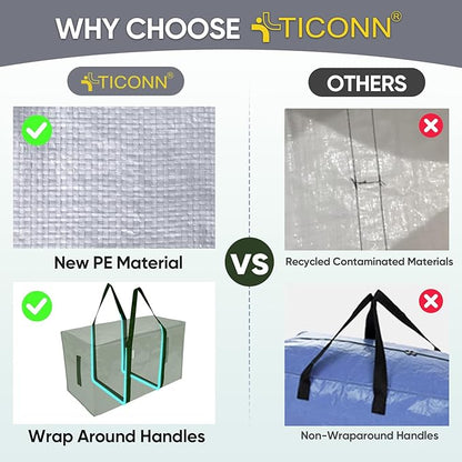 TICONN 8 Pack Extra Large Moving Bags Heavy Duty with Zippers & Carrying Handles, Durable Storage Bags Moving Boxes for Closet Organizers and Storage (8 Pack, Olive) - Image 4