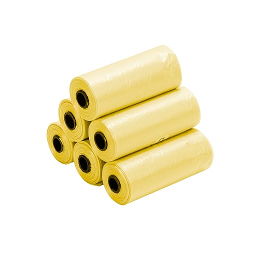 Ginsco 0.8 Gallons Disposable Trash Bags for Mini Car Trash Can, Portable Small Car Garbage Bags, Cars Accessories, Mini Trash Bags, Plastic Trash Bag for Cars/Home/Office (6 Rolls/90Counts) Yellow by Ginsco