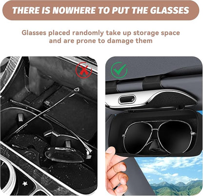 Sunglasses Holder for Car Sun Visor, Protective Automotive Eyeglasses Storage Case Hanger, Car Sunglass Holder Suitable for Truck and Sedan to Place Sunglass (Gray) - Image 4