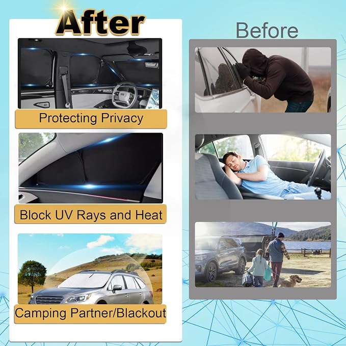 KMF 8pcs Thicken Sun Shades for Lexus NX 2015-2021 Accessories, Custom Fit Windshield Sunshade Full Car Window Covers for Side Rear, UV Block and Privacy Blackout for Camping - Image 7