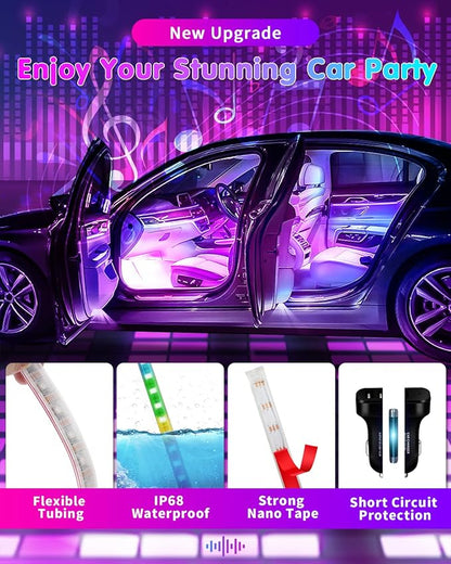 RGB Interior Car Strip Light with Smart APP Control，Led Car Lights Interior | Music Sync Under Dash Footwell Neon Internal Lighting Kit Multicolor,12V LED Strip Lights for Car, Truck, SUV (1 Set) - Image 2