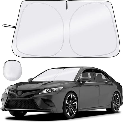 Car Windshield Sun Shade UV Reflector Foldable Front Window SUV | Blocks 98% UV Rays,Keep Interior Cool,Universal Fits Hatchback,Truck,MPV,Storage bag,57"L x 31.5"W,Car Summer Accessories by Pleneal