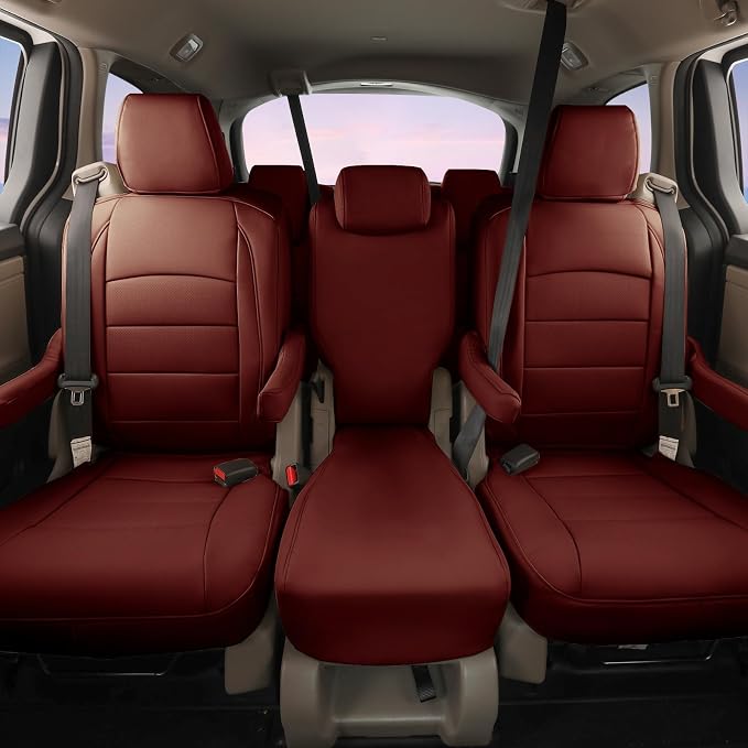 Odyssey Car Seat Covers Custom Fit for 2011-2017 Honda Odyssey EX,EX-L,SE,Touring,Touring Elite,2nd-Row 40/20/40 Split Seat,Fully Covered,Luxury Waterproof Leather Car Seat Protector(Wine Red) - Image 2